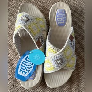 Hey Dude Women's Crochet Sandals - Yellow, Cream, and Brown